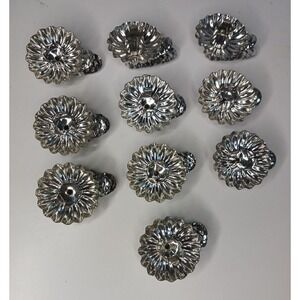 10 VTG Christmas Tree Candle Holders Clip On Pine Cone Silver Metal Reflectors